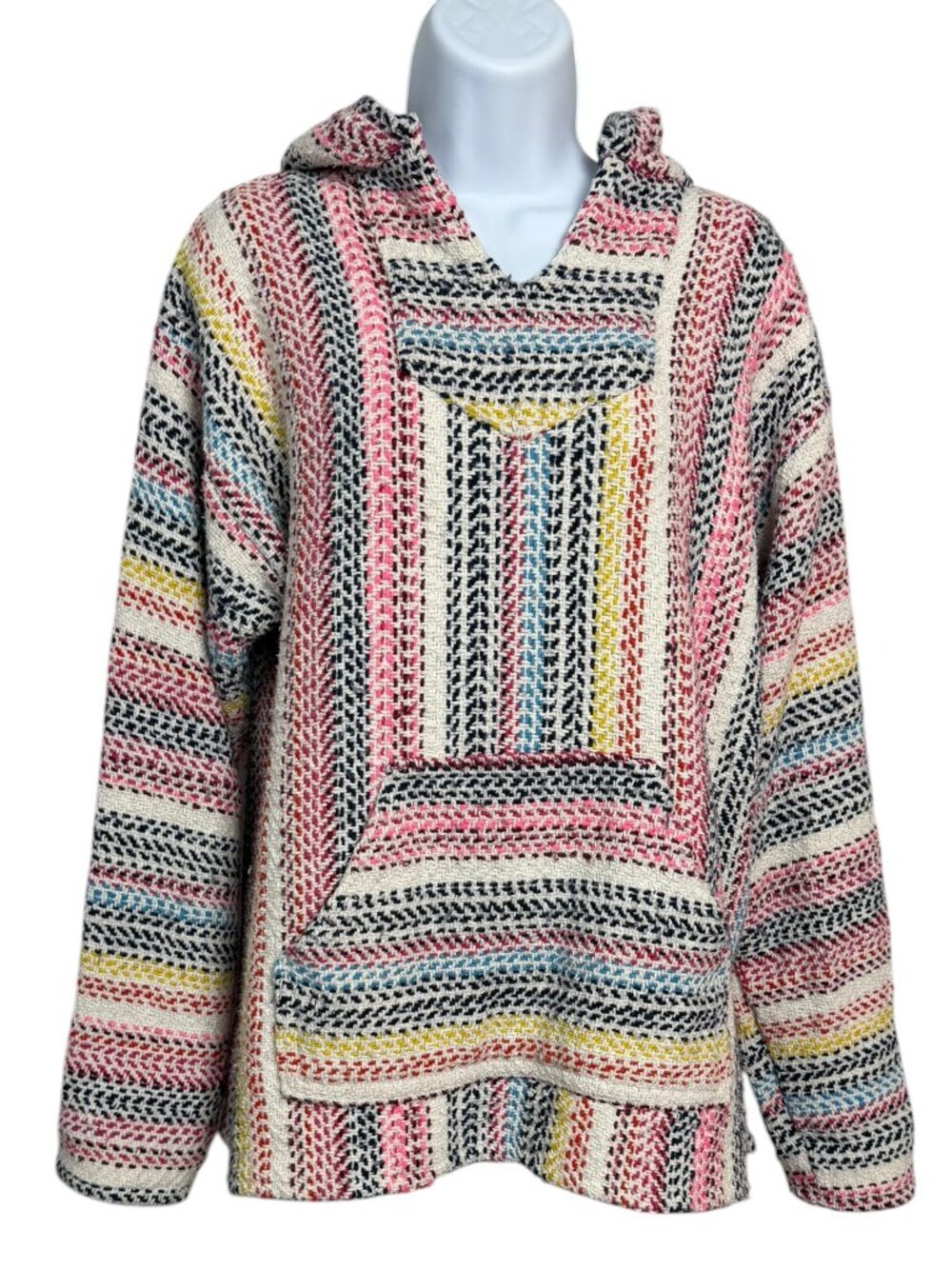 Baja Joe Baja Hoodie Mexican Blanket Pullover Hooded Multicolor Women L